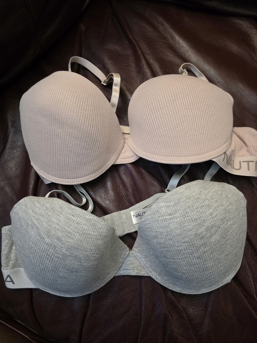 Nautica Ribbed Padded Bras in Pink and Gray - Women’s Intimates